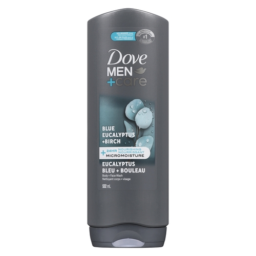 Dove - Men+Care Body + Face Wash - Blue Eucalyptus + Birch 532ml