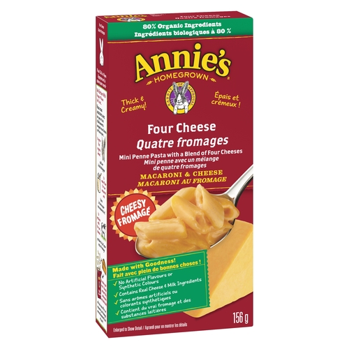 Annie's - Homegrown Macaroni & Cheese - Four Cheese Mini Penne Pasta 156g, 1 Each