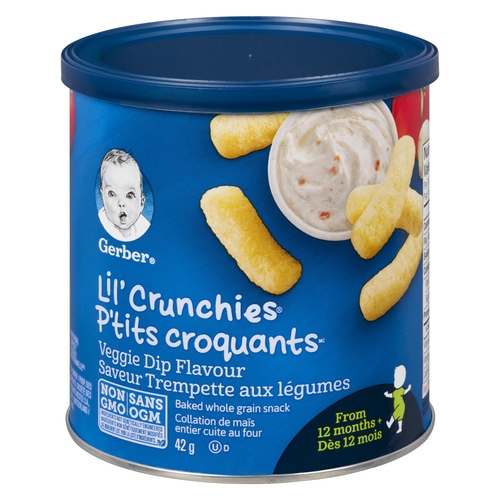 Gerber - Lil' Crunchies Baked Whole Grain Snack - Veggie Dip Flavour 42g, 1 Each