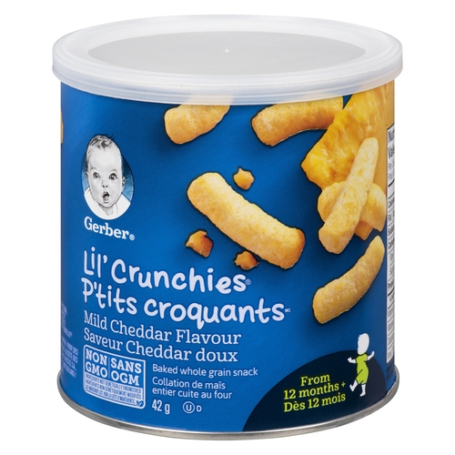 Gerber - Lil' Crunchies Baked Whole Grain Snack - Mild Cheddar Flavour 42g, 1 Each