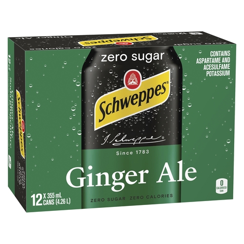 Schweppes - Ginger Ale - Zero Sugar 12/355ml, 1 Each