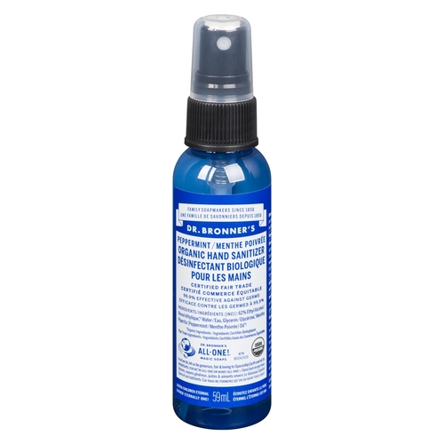 Dr. Bronner's - Organic Hand Sanitizer - Peppermint 59ml, 1 Each