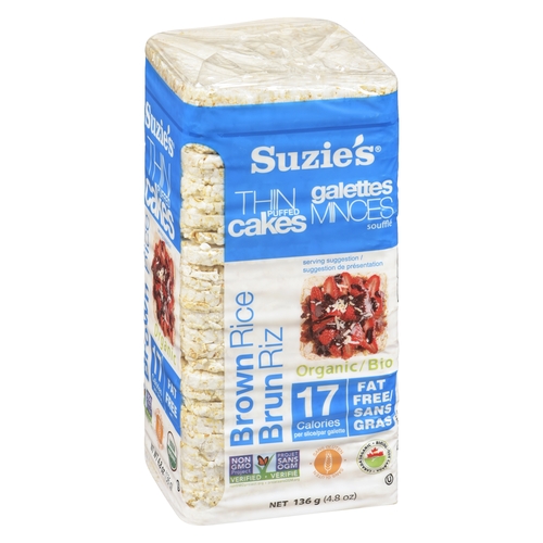 Suzie's - Organic Thin Puffed Cakes - Brown Rice 136g, 1 Each