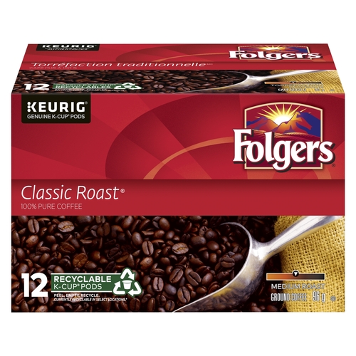 Folgers - K-Cup Pods - Classic Medium Roast Coffee 12/8g, 1 Each