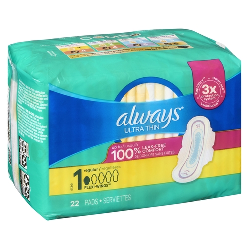 Always - Pads - Ultra Thin - Regular - Size 1 22pk, 1 Each