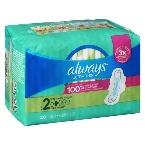 Always - Pads - Ultra Thin - Long Super - Size 2 20pk, 1 Each