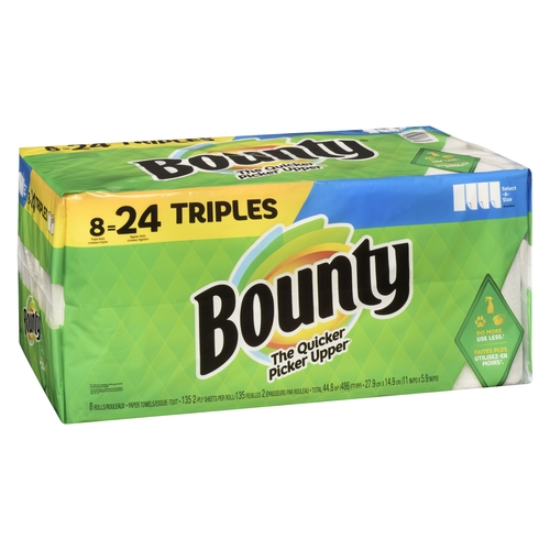 Bounty Paper Towels - Select-A-Size - 8 Triple Rolls = 24 Regular Rolls 8pk, 1 Each