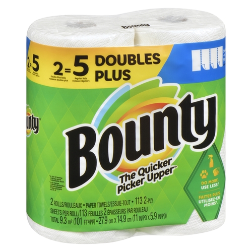 Bounty Paper Towels - 2 Double Plus Rolls = 5 Regular Rolls 2pk, 1 Each