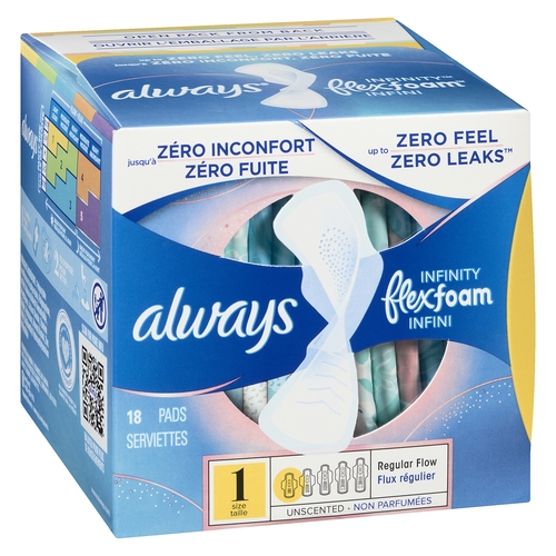 Always - Pads - Infinity Regular Flow • Unscented - Size 1 - 18's, 1 Each