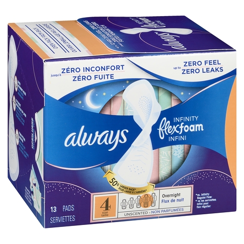 Always - Pads - Infinity Overnight • Unscented - Size 4 - 13's, 1 Each
