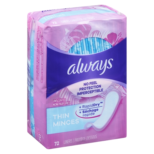 Always - Liners - Thin - Unscented 72s, 1 Each