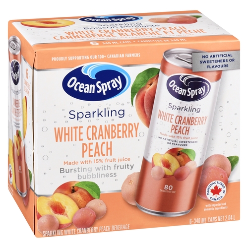 Ocean Spray - Sparkling Beverage - White Cranberry Peach 6/340ml