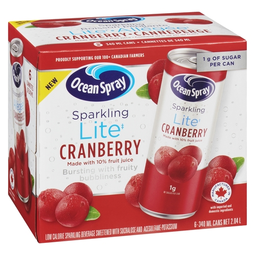 Ocean Spray Sparkling Lite Beverage - Cranberry 6/340ml