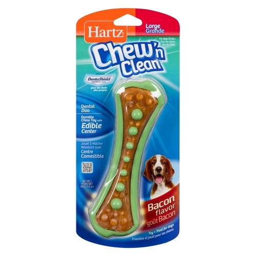 Hartz - Chew 'n Clean Toy + Treat for Dogs - Bacon Flavour - Large 100 g