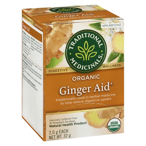 Traditional Medicinals - Organic Digestive Wellness Tea - Ginger Aid 16pk, 1 Each