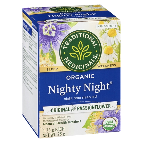 Traditional Medicinals - Organic Sleep Wellness Tea - Nighty Night - Original With Passionflower 16pk, 1 Each