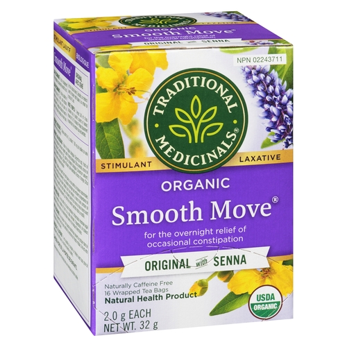 Traditional Medicinals - Organic Stimulant Laxative Tea - Smooth Move - Original With Senna 16pk, 1 Each