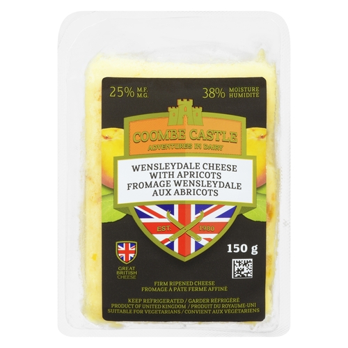 Coombe Castle - Wensleydale Cheese with Apricot 25% m.f. 150g, 1 Each