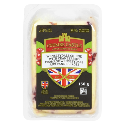 Coombe Castle - Wensleydale Cheese with Cranberries 28% m.f. 150g, 1 Each