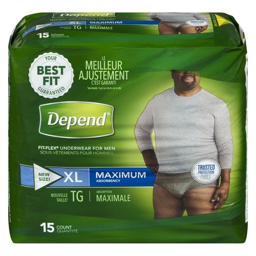 Depend Fit-Flex Underwear For Men - Maximum Absorbency - XL 15pk