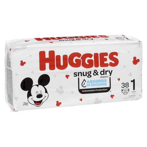 Huggies - Snug & Dry Diapers - Size 1 - 8-14 lb - 4-6 kg 38pk
