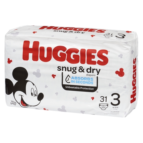 Huggies - Snug & Dry Diapers - Size 3 - 16-28 lb - 7-13 kg 31pk, 1 Each