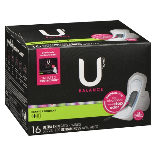 U by Kotex - Clean Wear Ultrathin Pads With Wings - Heavy 16pk