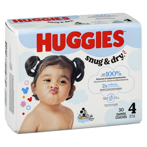 Huggies - Snug & Dry Diapers - Size 4 - 10-17 kg 30pk, 1 Each