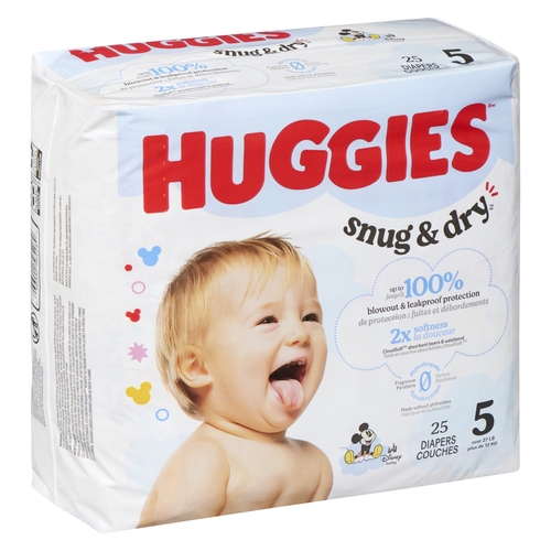 Huggies - Snug & Dry Diapers - Size 5 - Over 27lb 25's, 1 Each