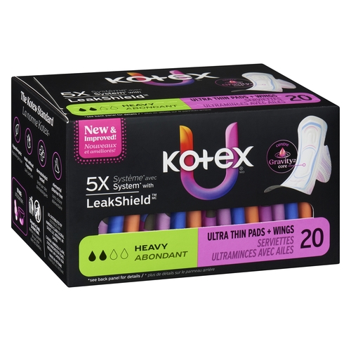 U by Kotex - Ultra Thin Pads + Wings - Heavy 20s, 1 Each