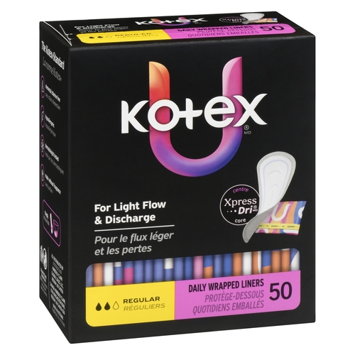 U by Kotex - Daily Wrapped Liners - Regular 50s, 1 Each