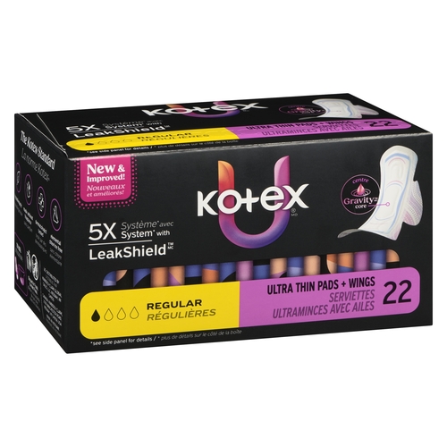 U by Kotex - Ultra Thin Pads + Wings - Regular 22s, 1 Each