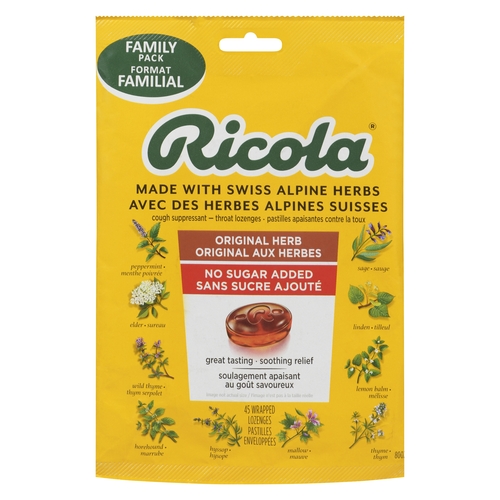 Ricola - Cough Suppressant Throat Lozenges - Mountain Herb - No Sugar Added, 1 Each