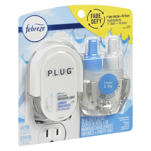 Febreze Plug Scented Oil Refill + Oil Warmer - Linen & Sky 1pk, 1 Each