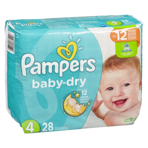 Pampers - Baby Dry Diapers Jumbo - Size 4 • 22-37 lb 28s