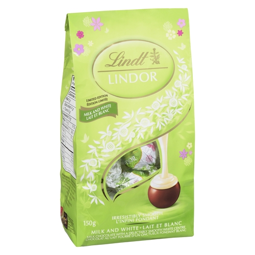 Lindt Lindor - Milk Chocolate with a Delectably Smooth White Centre Milk and White - Limited Edition 150g, 1 Each