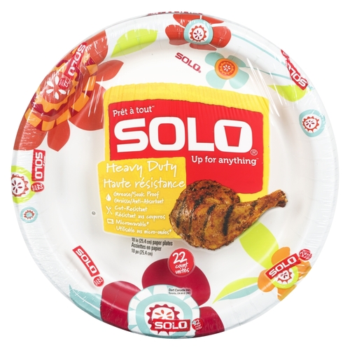 Solo - Paper Plates - Heavy Duty Up For Anything 10" 22pk