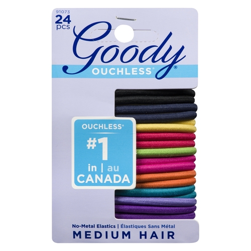 Goody - Ouchless No-Metal Elastics - Medium Hair 24pk