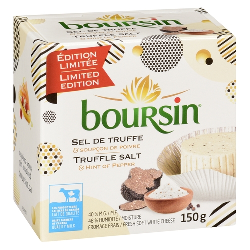 Boursin - Fresh Soft Cheese - Truffle Salt & Hint of Pepper 150g, 1 Each