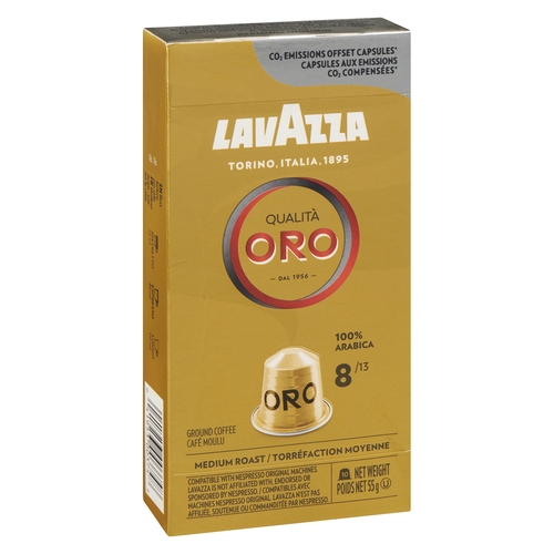 Lavazza - Ground Coffee Capsules Nespresso Compatible - Qualita Oro 10's 57g