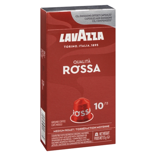 Lavazza - Ground Coffee Capsules Nespresso Compatible - Qualita Rossa 57g, 1 Each