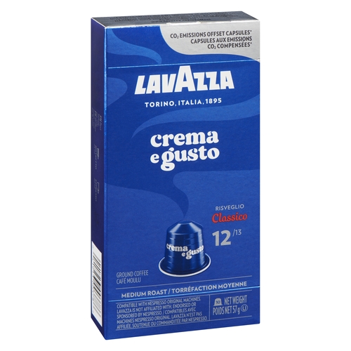 Lavazza - Ground Coffee Capsules Nespresso Compatible - Crema E Gusto Classico 10's 57g, 1 Each