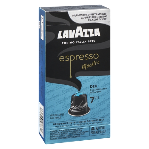 Lavazza - Ground Coffee Capsules Nespresso Compatible - Espresso Maestro Decaffeinated 10's 57g, 1 Each