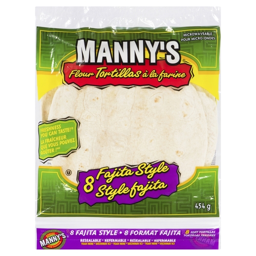 Manny's - Fajita Style Soft Tortillas 8's 454g