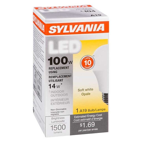 Sylvania - 14W A19 LED Soft White Bulb (100W replacement) 1500 lumens, 1 Each