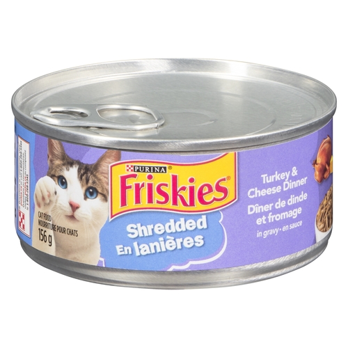 Purina - Friskies Cat Food - Shredded - Turkey & Cheese Dinner In Gravy 156g, 1 Each