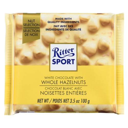 Ritter Sport - Nut Selection - White Chocolate with Whole Hazelnuts 100g, 1 Each