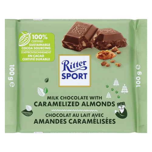 Ritter Sport - Milk Chocolate with Caramelized Almonds 100g, 1 Each