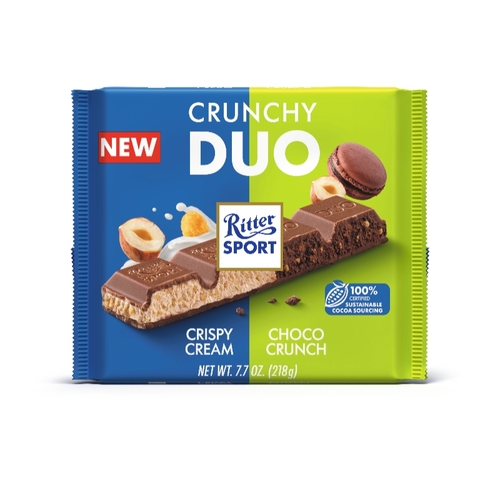 Ritter Sport - Crunchy Duo Crispy Cream and Choco Crunch Chocolate Bar 218g, 1 Each