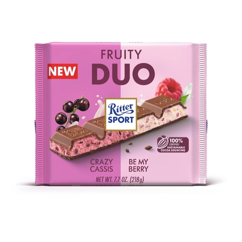 Ritter Sport - Fruity Duo Crazy Cassis and Be My Berry Chocolate Bar 218g, 1 Each